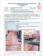 Certificado bandeja porta conductores tipo canastillo y accesorios para la canalización eléctrica